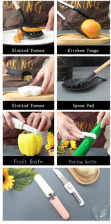 White 12-Piece Silicone Cooking Utensil Set - Non-Stick Food-Grade Kitchen Tools with Holder - 45-Degree Angle