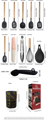 White 12-Piece Silicone Cooking Utensil Set - Non-Stick Food-Grade Kitchen Tools with Holder - Close-Up Angle