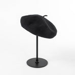 Black Linen Knit Beret - Classic Soft and Stylish Headwear
