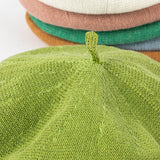 Brown Linen Knit Beret - Classic Soft and Stylish Headwear