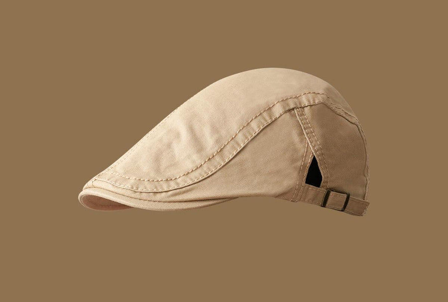 Retro Newsboy Cap - Unisex Vintage Flat Beret with Visor(Apricot )