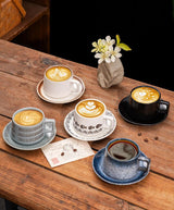 Vintage Ceramic Coffee Cup and Saucer Set - Elegant Afternoon Tea Set(Daisy Blue) - Side View