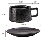 Vintage Ceramic Coffee Cup and Saucer Set - Elegant Afternoon Tea Set(Ink Black)