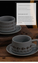 Vintage Ceramic Coffee Cup and Saucer Set - Elegant Afternoon Tea Set(Wave Fish Gray)