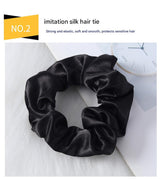 Luxury Satin Sleep Mask Gift Set,4-Piece with Pillowcase and Hair Accessories(Navy blue) - Side View