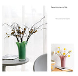Nordic-Style Glass Vase - Elegant Fluted Flower Vase for Home Decor(Green) - Close-Up Angle