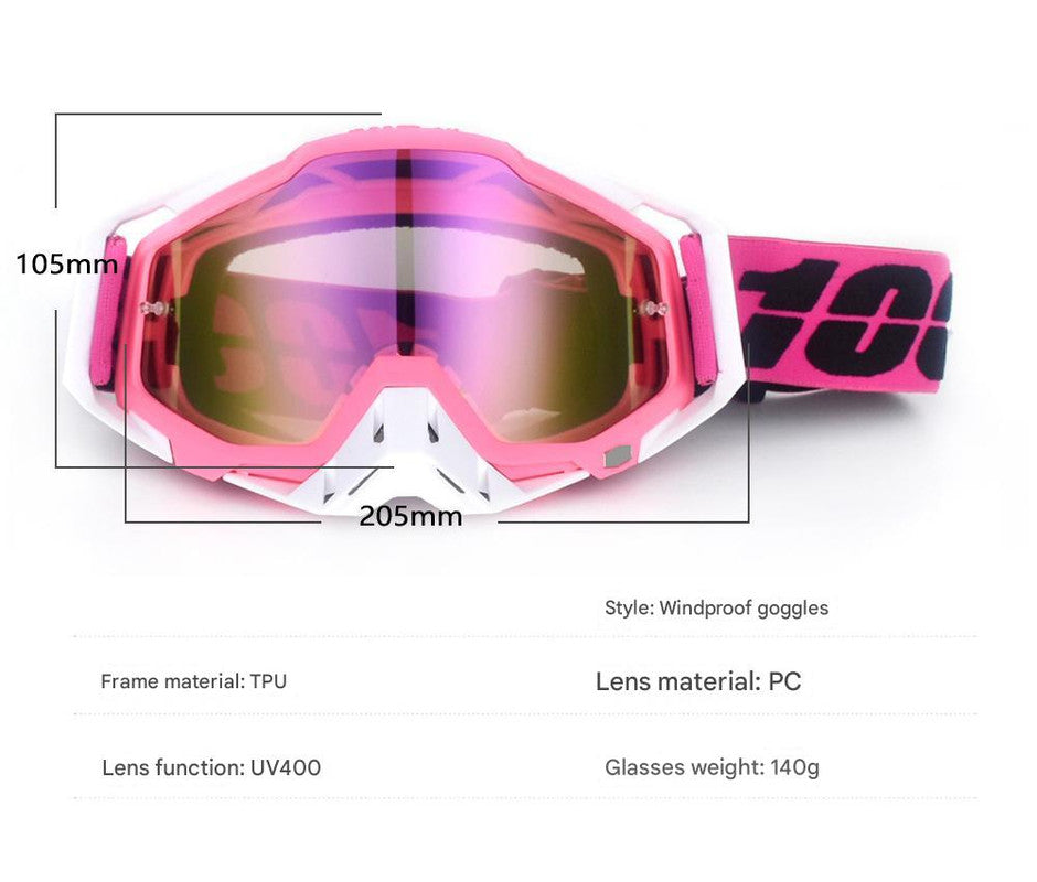 Green and white Motorcycle Goggles - UV-Protective Anti-Dust Riding Glasses for Outdoor Sports(Blue lenses)