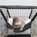 Cat Cage Hammock - Adjustable Double-Sided Pet Swing Bed with Hooks(Blue star) - Side View