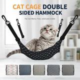 Cat Cage Hammock - Adjustable Double-Sided Pet Swing Bed with Hooks(Gray star) - Front View