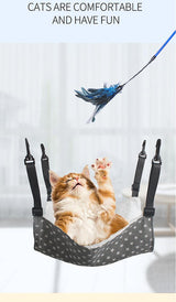 Cat Cage Hammock - Adjustable Double-Sided Pet Swing Bed with Hooks(White and blue stripes)