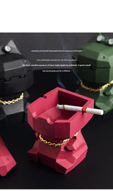 Hippo Ashtray with Lid - Stylish Geometric Decor for Home and Office(Gray) - 45-Degree Angle