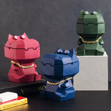 Hippo Ashtray with Lid - Stylish Geometric Decor for Home and Office(Black) - Front View