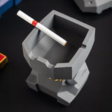 Hippo Ashtray with Lid - Stylish Geometric Decor for Home and Office(Black) - Top-Down View