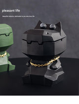 Hippo Ashtray with Lid - Stylish Geometric Decor for Home and Office(Black) - Rear View