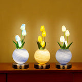 Blue Tulip Night Light - Floral Table Lamp for Bedroom Ambiance - Side View