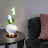 Blue Tulip Night Light - Floral Table Lamp for Bedroom Ambiance - Rear View