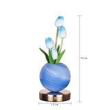 Blue Tulip Night Light - Floral Table Lamp for Bedroom Ambiance - Close-Up Angle