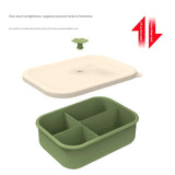 Light blue Microwave-Safe Silicone Lunch Box with 4 Compartments - Airtight Bento Box for Work and Travel - Front View