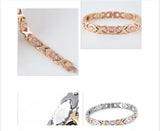 Magnetic Therapy Bracelet - Anti-Allergy Jewelry with Gemstone Design and Health Benefits(Rose Gold) - Top-Down View