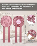 Luxury Double-Sided Satin Bonnet with Elastic Band(Leather red + pink lining) - Front View