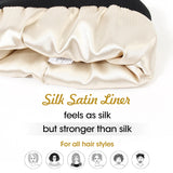 Premium Warm Beanie with Silk Satin Lining(black) - Top-Down View