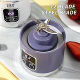 Portable Electric Juicer Blender - 450ml USB Rechargeable Smoothie Maker with 12 Blades(white) - Side View
