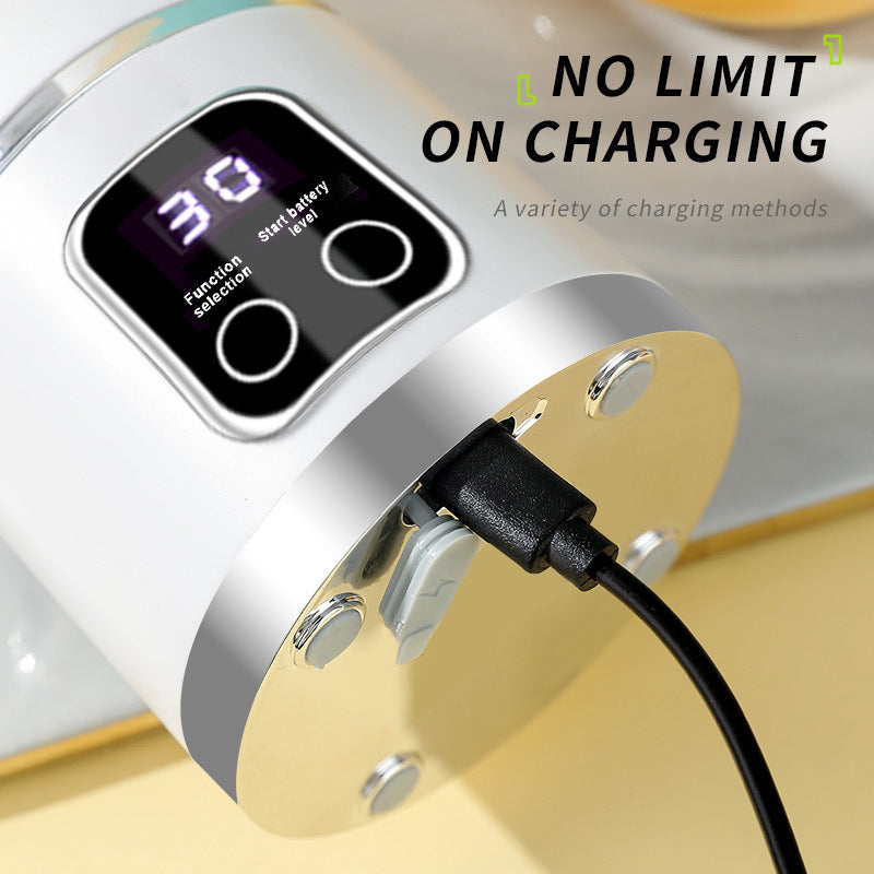 Portable Electric Juicer Blender - 450ml USB Rechargeable Smoothie Maker with 12 Blades(white)