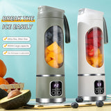 Portable Electric Juicer Blender - 450ml USB Rechargeable Smoothie Maker with 12 Blades(Green) - Front View