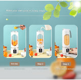 Portable Electric Juicer Blender - 450ml USB Rechargeable Smoothie Maker with 12 Blades(Green) - 45-Degree Angle