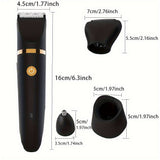 3-in-1 Men's Electric Body Groomer & Hair Clipper Kit - Waterproof, USB-C Rechargeable with Charging Dock(black)