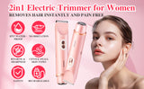 2-in-1 Ladies Electric Shaver & Trimmer - IPX7 Waterproof, USB-C Rechargeable, Dual Head Design(pink) - Side View