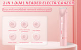 2-in-1 Ladies Electric Shaver & Trimmer - IPX7 Waterproof, USB-C Rechargeable, Dual Head Design(Purple) - Front View