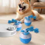 Interactive Dog Chew Toy with Rope - Durable Treat Dispensing Ball for Play & Dental Health(blue) - Side View