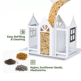 Charming House-Shaped Hanging Bird Feeder - Durable Metal Design for Wild Birds(red) - Front View