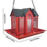 Charming House-Shaped Hanging Bird Feeder - Durable Metal Design for Wild Birds(red) - Side View
