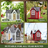 Charming House-Shaped Hanging Bird Feeder - Durable Metal Design for Wild Birds(pink) - Close-Up Angle