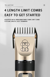 Professional Pet Grooming Hair Clipper Kit - Rechargeable, Low Noise, with Ceramic Blades & 5-Speed