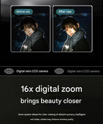 Compact 4K Digital Camera - 50MP, 16x Zoom, 2.4-inch IPS Screen, WiFi & Fill Light - Retro CCD Style(Green)