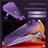 Innovative Detachable Backplate Case for iPhone 14 Pro Max with Strong MagSafe Compatibility(Purple) - Side View