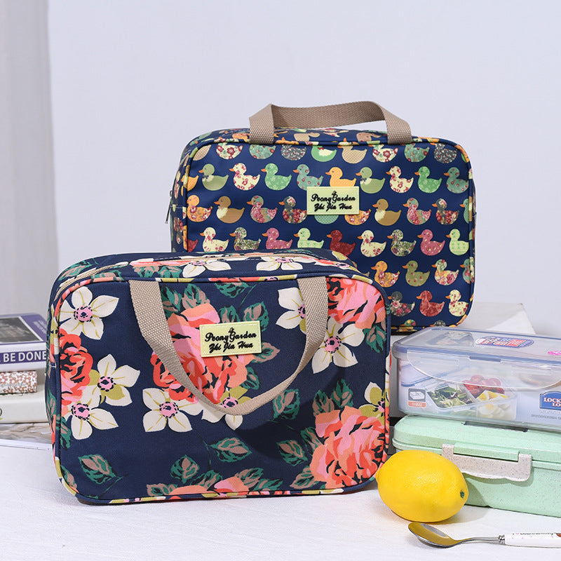 Versatile Portable Handled Bag - Durable Waterproof Fabric, Ideal for Toiletries, Lunch & Travel(Leaves)