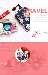 Versatile Portable Handled Bag - Durable Waterproof Fabric, Ideal for Toiletries, Lunch & Travel(Leaves) - 45-Degree Angle