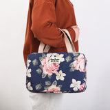 Versatile Portable Handled Bag - Durable Waterproof Fabric, Ideal for Toiletries, Lunch & Travel(Blue elephant) - Top-Down View