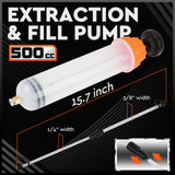 500cc Fluid Extraction & Fill Pump Syringe - Durable Manual Pump for Automotive & Marine Fluids - Side View