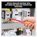 6-Piece Insulated Screwdriver Set - 1000V Rated, CR-V Steel with Magnetic Tips & Wall Rack - Side View
