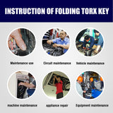10-Piece Folding Torx Key Wrench Set - T6-T30 Star Keys, Portable Multi-Tool(silver) - Side View