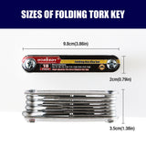 10-Piece Folding Torx Key Wrench Set - T6-T30 Star Keys, Portable Multi-Tool(silver) - Top-Down View