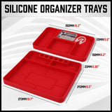 Set of 2 Non-Slip Flexible Silicone Tool Organizer Trays with Magnetic Parts Holder - Side View