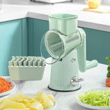 Multi-Function Rotary Vegetable Slicer & Grater - 5 Blade Types (10 Pcs Total) with Storage Box-white - Side View