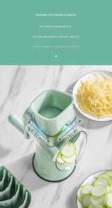 Multi-Function Rotary Vegetable Slicer & Grater - 5 Blade Types (10 Pcs Total) with Storage Box-white - 45-Degree Angle