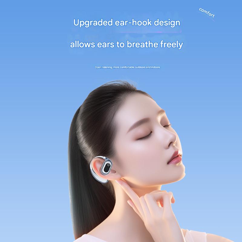 AI Smart Translation Earbuds - Open-Ear TWS Bluetooth Headphones with 144 Language Support & LED Display Case(black)
